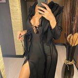 Copri costume trasparente con spacco laterale da donna - copri costume ATREND
