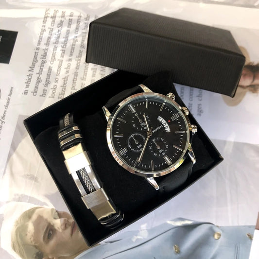 Set idea regalo casual orologio e bracciale da uomo - Idea regalo uomo ATREND