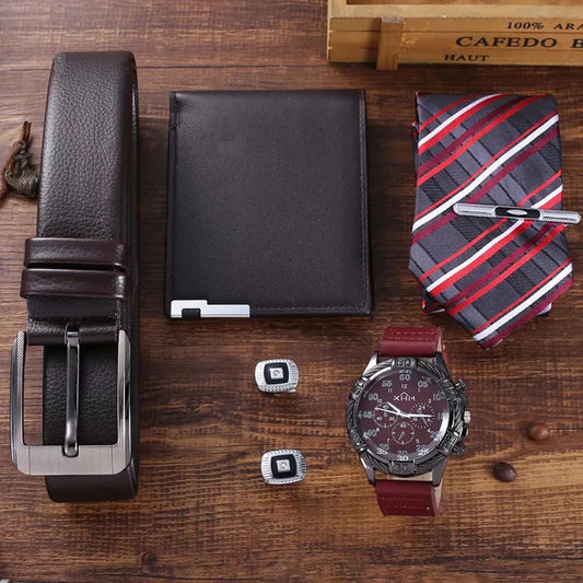 Set idea regalo casual con orologio cintura portafoglio e gemelli da uomo - Idea regalo uomo ATREND