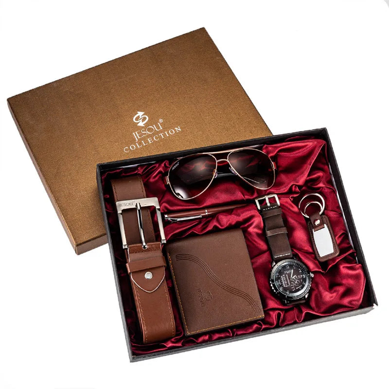 Set idea regalo casual con cintura portafoglio occhiali da sole portachiavi orologio e penna da uomo - Idea regalo uomo ATREND