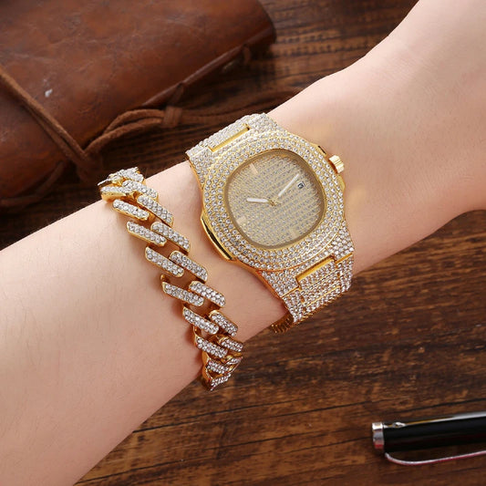 Set idea regalo orologio braccialetto e collana cuban da donna - Idea regalo donna ATREND