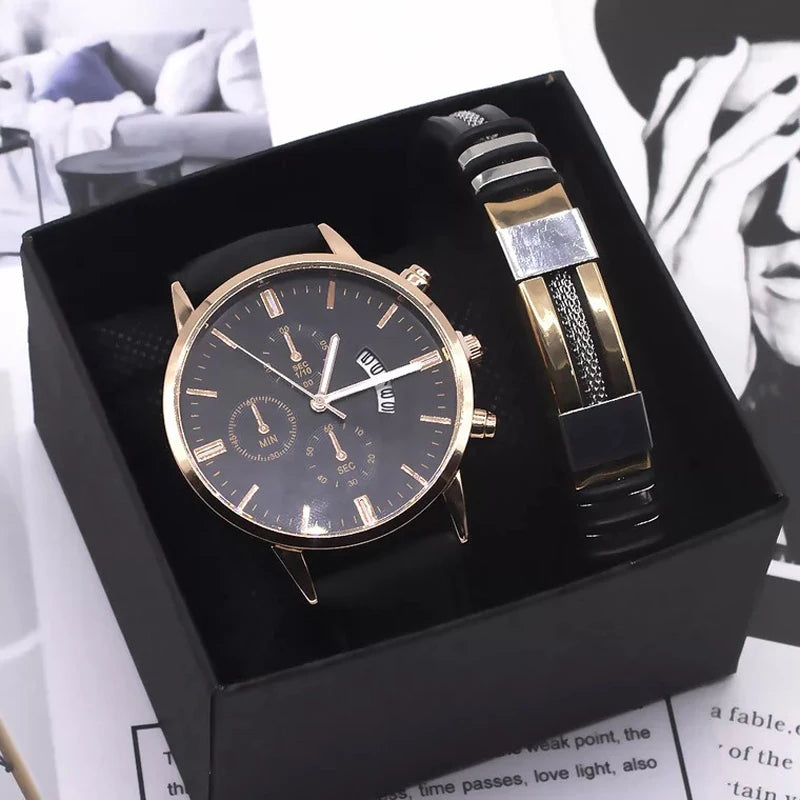 Set idea regalo casual orologio e bracciale da uomo - Idea regalo uomo ATREND