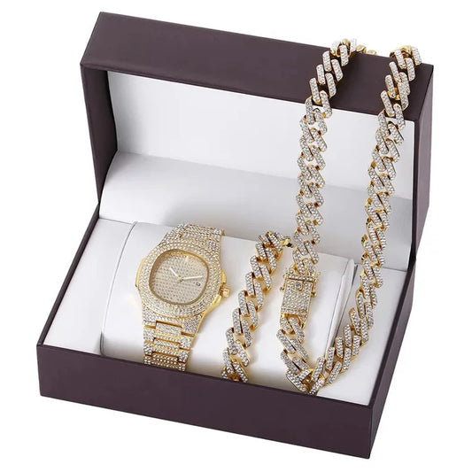 Set idea regalo orologio braccialetto e collana cuban da donna - Idea regalo donna ATREND