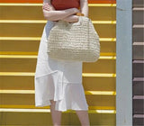 Borsa a mano casual in cotone con maniglia in legno da donna - Borsa a mano ATREND
