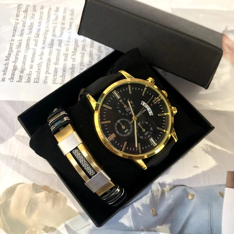 Set idea regalo casual orologio e bracciale da uomo - Idea regalo uomo ATREND