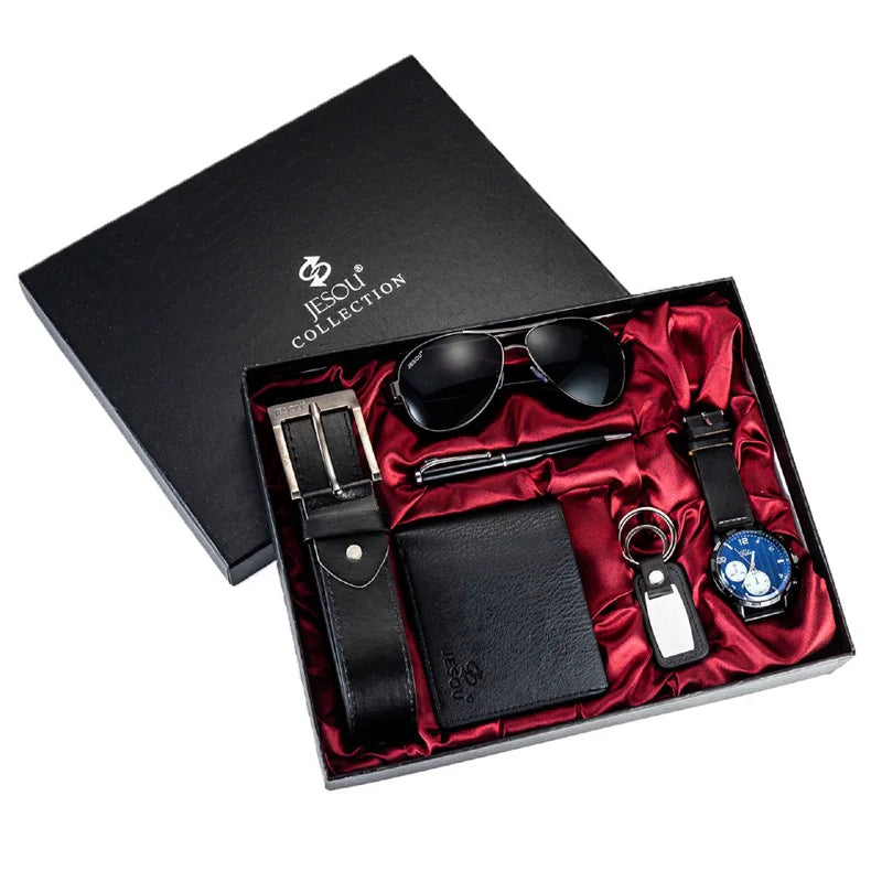 Set idea regalo casual con cintura portafoglio occhiali da sole portachiavi orologio e penna da uomo - Idea regalo uomo ATREND