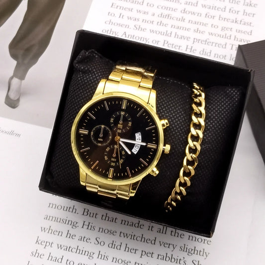 Gift idea set with men's watch and bracelet