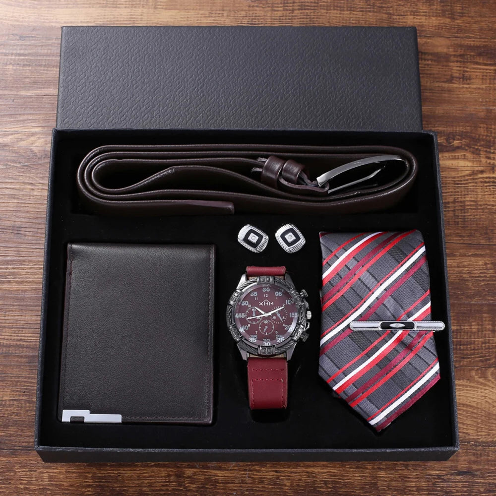 Set idea regalo casual con orologio cintura portafoglio e gemelli da uomo - Idea regalo uomo ATREND