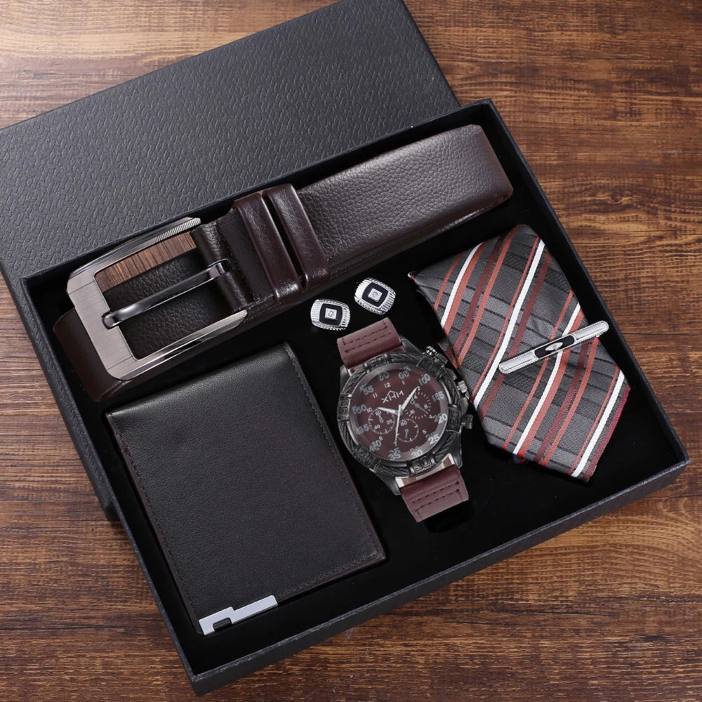 Set idea regalo casual con orologio cintura portafoglio e gemelli da uomo - Idea regalo uomo ATREND