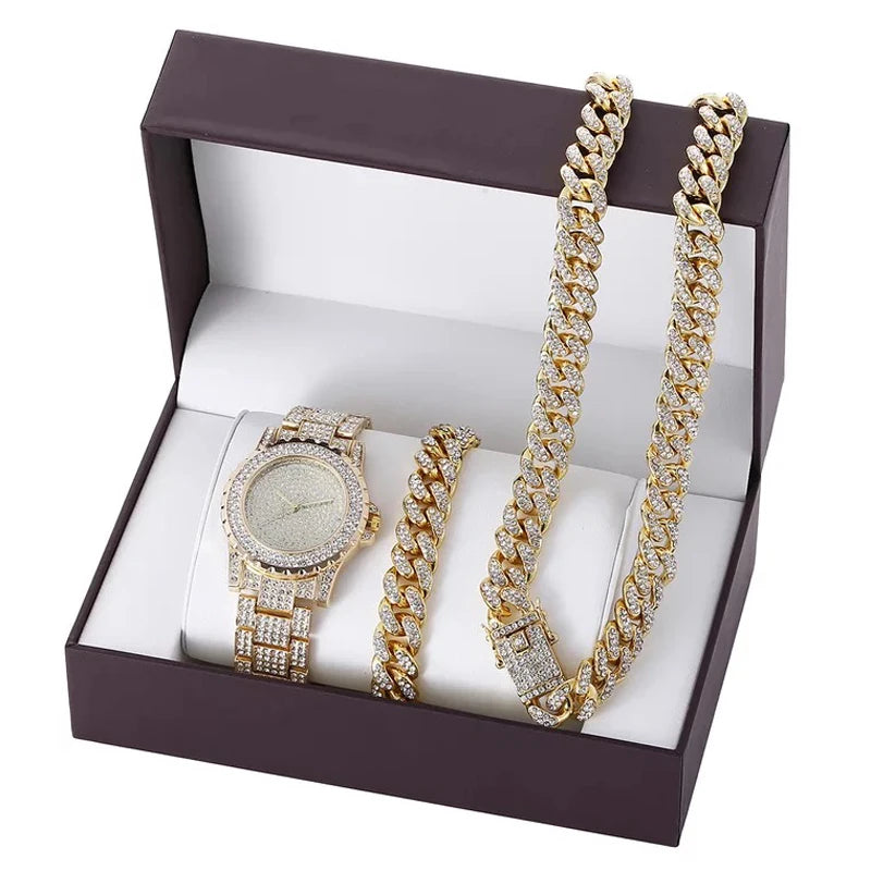 Set idea regalo orologio braccialetto e collana cuban da donna - Idea regalo donna ATREND