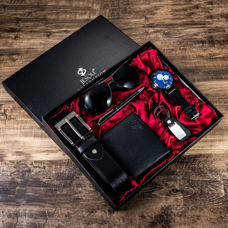 Set idea regalo casual con cintura portafoglio occhiali da sole portachiavi orologio e penna da uomo - Idea regalo uomo ATREND