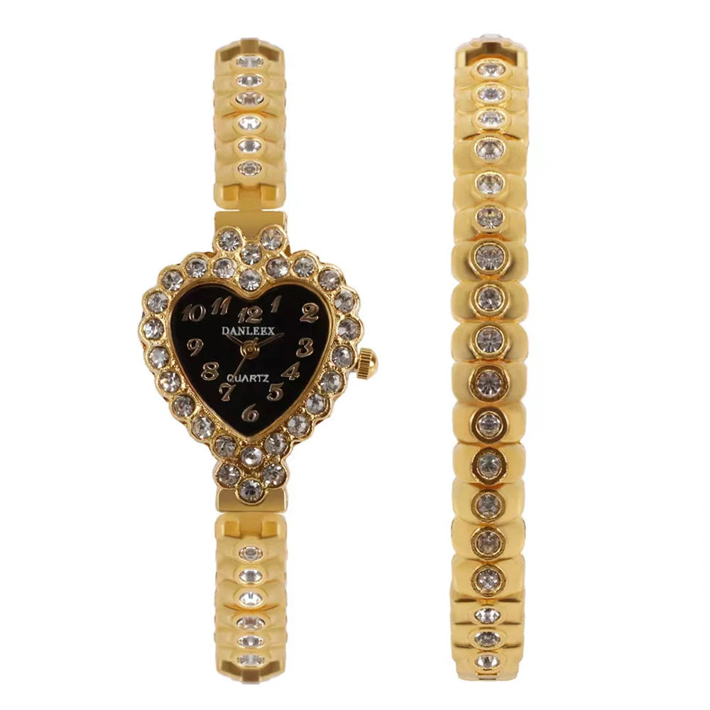 Set idea regalo con orologio a forma di cuore braccialetto con brillantini da donna - Idea regalo donna ATREND