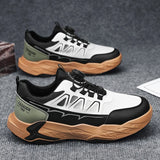 Sneakers chunky casual in pelle in microfibra da uomo