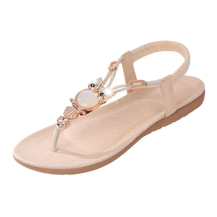 Sandali infradito casual con pietre e cinturino elastico da donna - Sandali donna ATREND