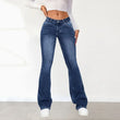 Women's Jeans Slim Fit Flared Pants Washable Denim Pockets High Waist Solid Ankle Length Boot Cut Streetwear Casual Zipper Fly