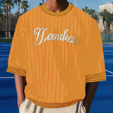T-shirt casual a righe con bordo a contrasto e lettere da uomo - T-shirt uomo ATREND