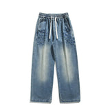 Jeans casual con gamba larga fascia elastica e lacci da uomo - Jeans uomo ATREND
