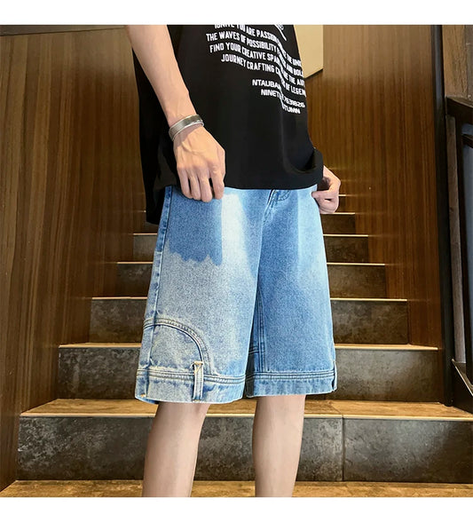 Pantaloncini di jeans casual oversize da uomo - Pantaloncini in jeans uomo ATREND