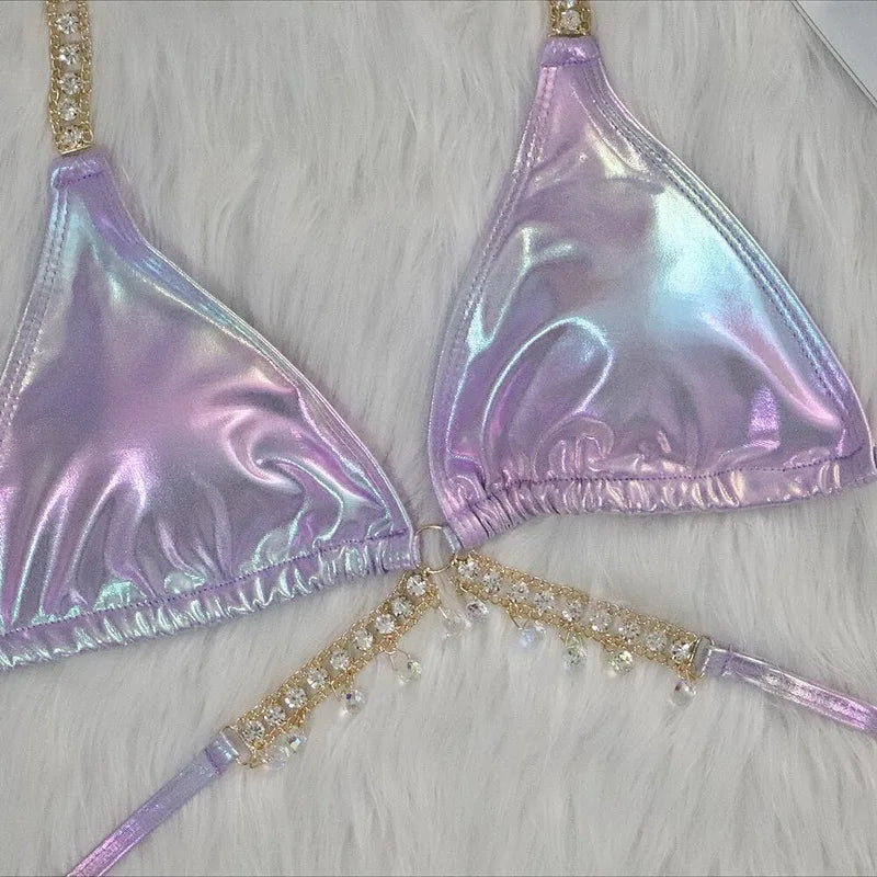Bikini due pezzi reggiseno e mutande con catena da donna