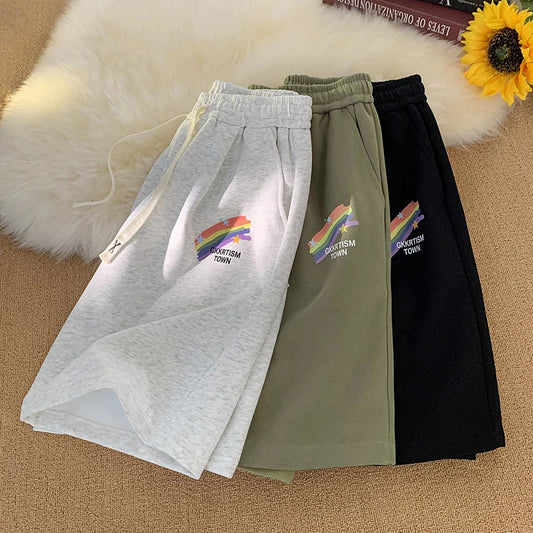 Men's Elastic Waistband Drawstring Graphic Print Casual Shorts