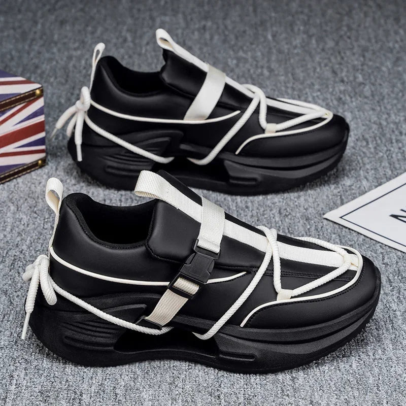 Sneakers casual patchwork in pelle PU mesh con lacci da uomo