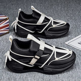 Sneakers casual patchwork in pelle PU mesh con lacci da uomo