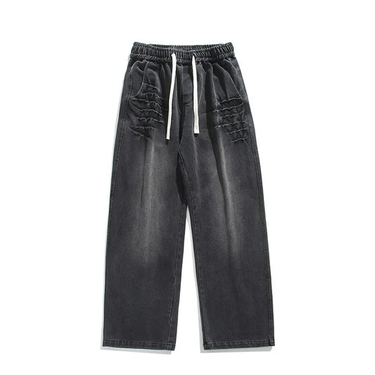 Jeans casual con gamba larga fascia elastica e lacci da uomo - Jeans uomo ATREND
