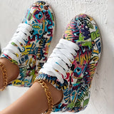 Women's Casual Lace-Up Graphic Print Sneakers