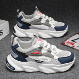 Sneakers chunky casual in pelle microfibra traspirante da uomo