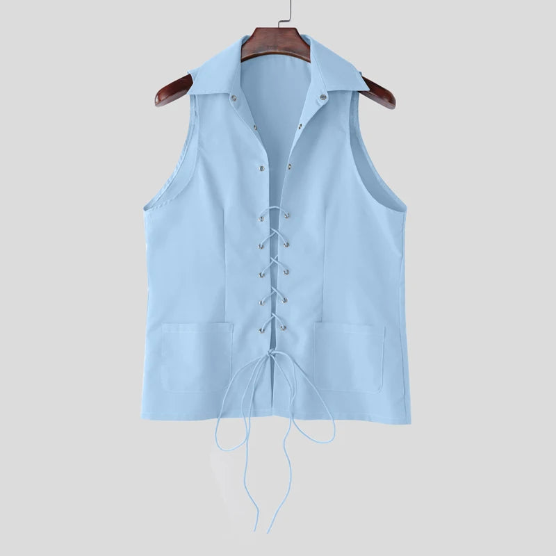 Gilet casual con chiusura a lacci da uomo - Gilet uomo ATREND