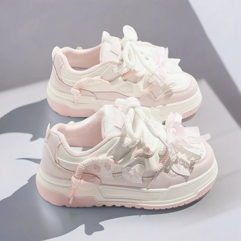 Sneakers outdoor con lacci in cotone e fiocco da donna
