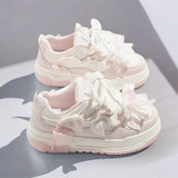 Sneakers outdoor con lacci in cotone e fiocco da donna