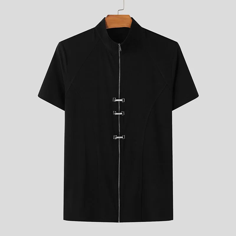 T-shirt casual con cerniera a mezze maniche da uomo - T-shirt uomo ATREND