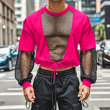 T-shirt patchwork con trasparenze in rete da uomo - T-shirt uomo ATREND