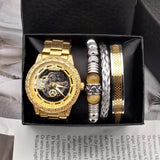 Set idea regalo con orologio e 3 braccialetti da uomo