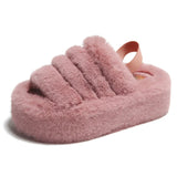 Women's Elastic Strap Fur Slippers