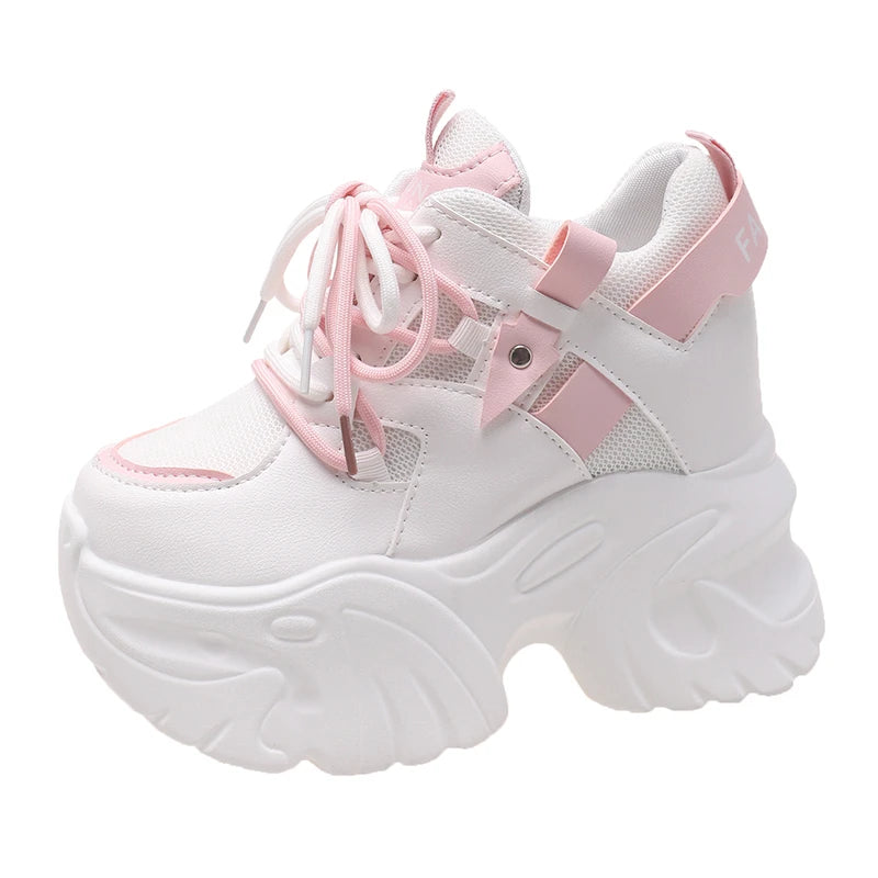 Sneakers casual con lacci para alta e materiale mesh da donna - Sneakers donna ATREND