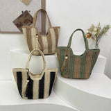 Borsa a mano a righe in cotone da donna - Borse a mano ATREND