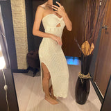 Traje de baño de malla bandeau trenzada con agujeros para mujer