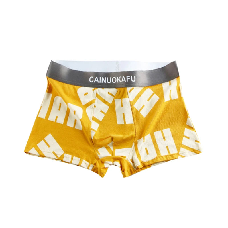 Boxer casual 4 pezzi con fascia elastica e stampa a lettere da uomo
