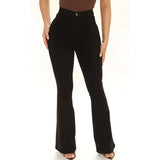 Fashion Women's Commuter Slim Fit Jeans Mid Waist Micro Flare Denim Pants Floor Length Washable Trousers Female Casual Streetwear