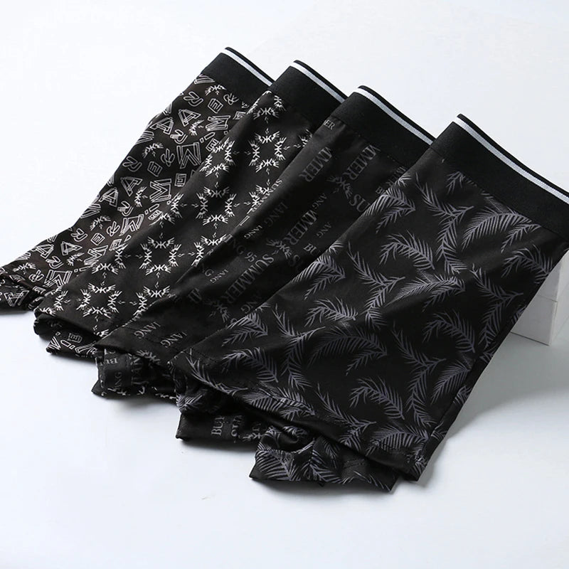 Boxer casual 4 pezzi confortevoli con stampa grafica da uomo - Boxer uomo ATREND