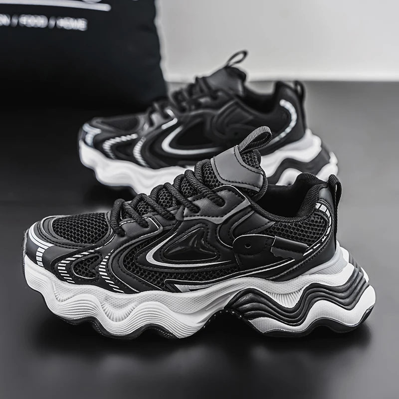 Sneakers casual in pelle mesh traspirante da uomo