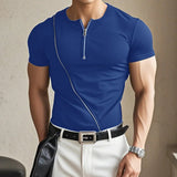 T-shirt casual con cerniera da uomo - Pantaloni uomo ATREND
