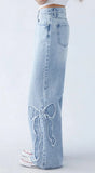 New Fashion Streetwear Bow Embroidered Baggy Jeans Women Y2K Harajuku Gothic High Waist Loose Pants Casual Popular Vintage