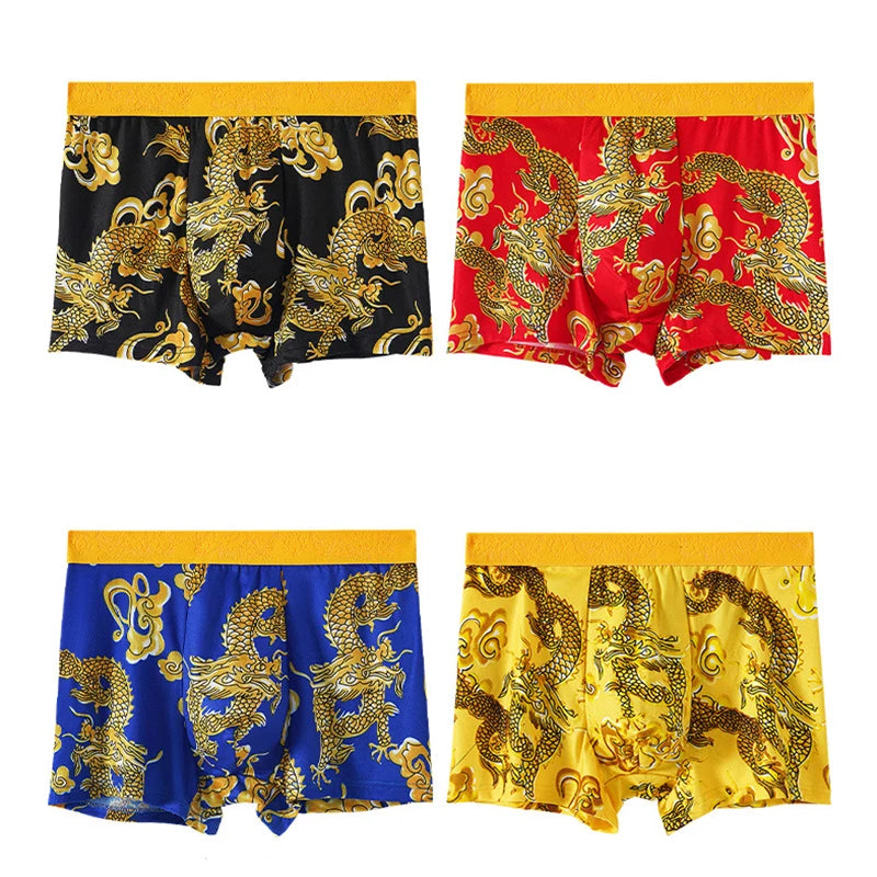 Boxer casual 4 pezzi con stampa animale e fascia elastica da uomo - Boxer uomo ATREND