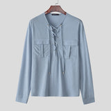 Camicia casual con lacci da uomo - Camicia uomo ATREND