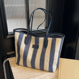 Borsa a spalla a righe in cotone da donna - Borsa a spalla ATREND