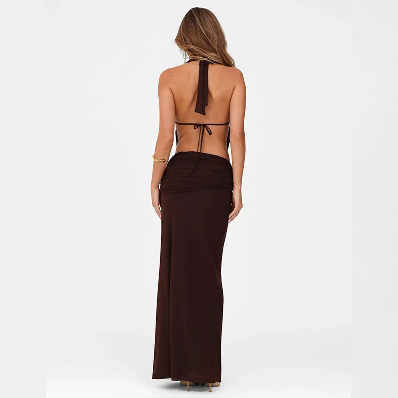 Set coordinato top scavato e gonna lunga da donna - Abbigliamento Abiti ATREND