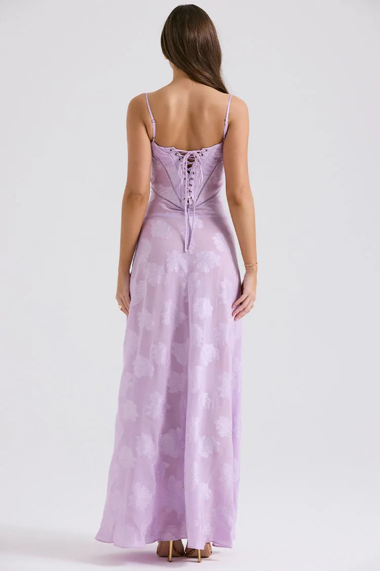 Abito lungo floreale in pizzo da donna - Abbigliamento Abiti ATREND